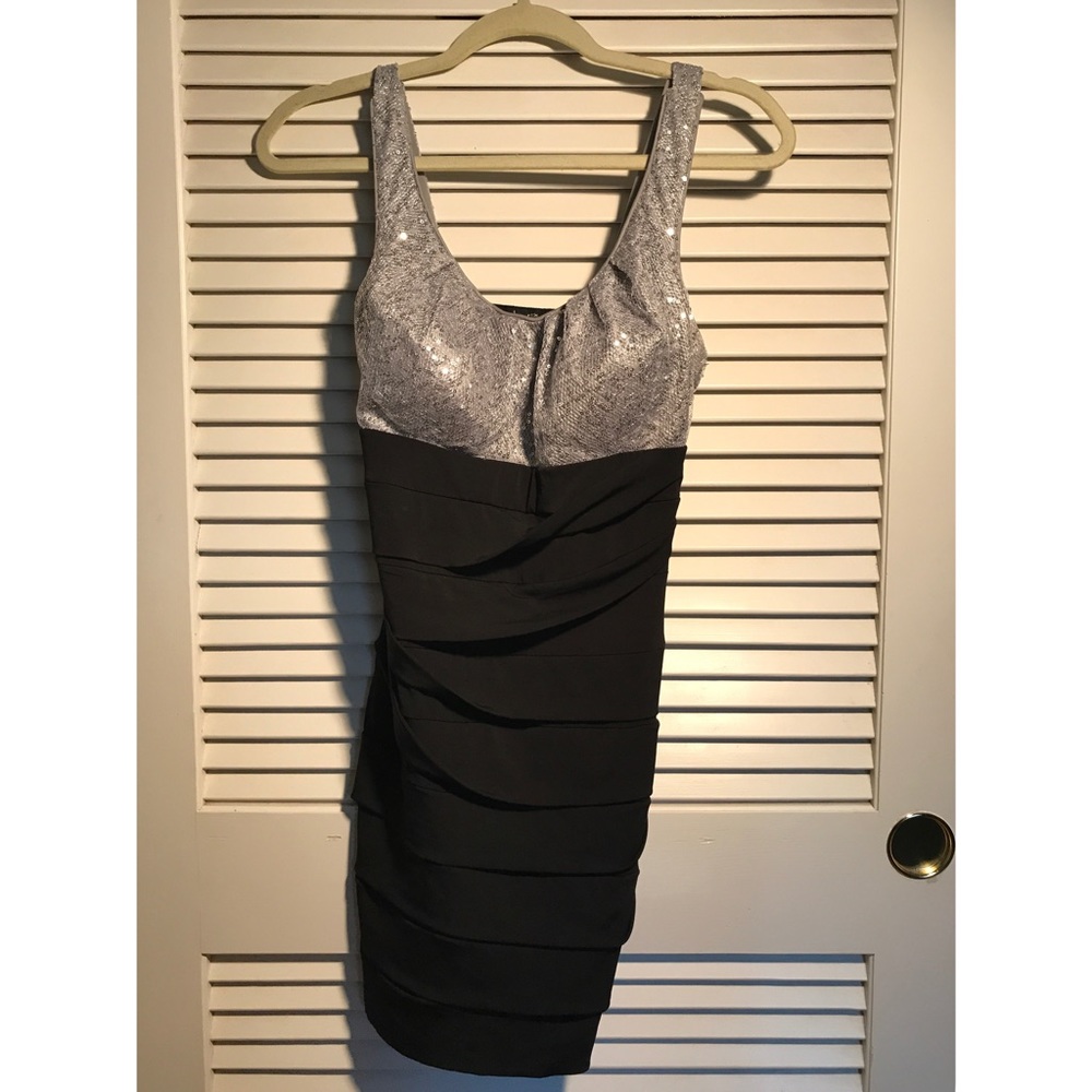 New Years Eve LBD with silver sequin bust